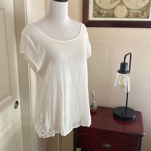Beautiful white crochet insert blouse, large